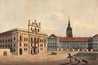 Aartsbisschoppelijk Paleis en de 1e Hof van de Praagse Burcht, c.1810 door A. and Berka, Johann Gustav